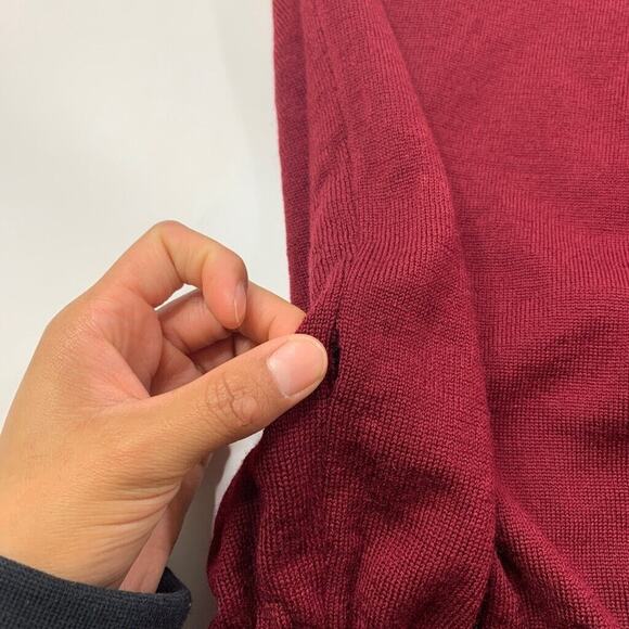 Neiman Marcus Sweater Mens 52 Burgundy Wool Collar Elastic Bottom Pullover *READ - Picture 8 of 11